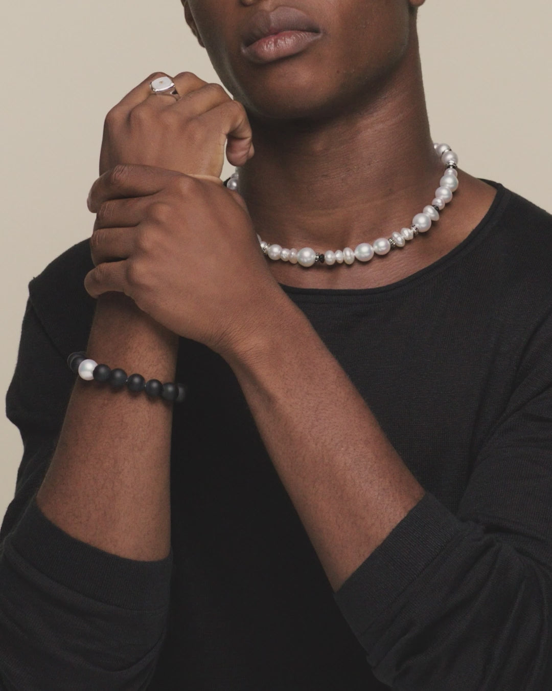 Men's Pearl Necklace SCM26MIX02 Bracelet D25B01YPB13 Ring M26R50P LOOK 4x5 NoFace FINAL