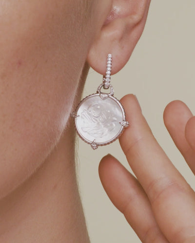 Paspaley Coin Charm Earrings White Gold On Body DD21A01E04W C16E04W D21AE01W