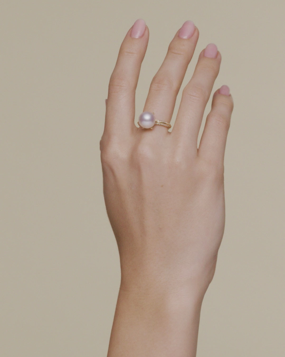 Paspaley Rockpool Round Pearl Ring and Diamond Ring On Body Yellow Gold DX17R10YPR11 SKU X17R10YPR1152 54 56