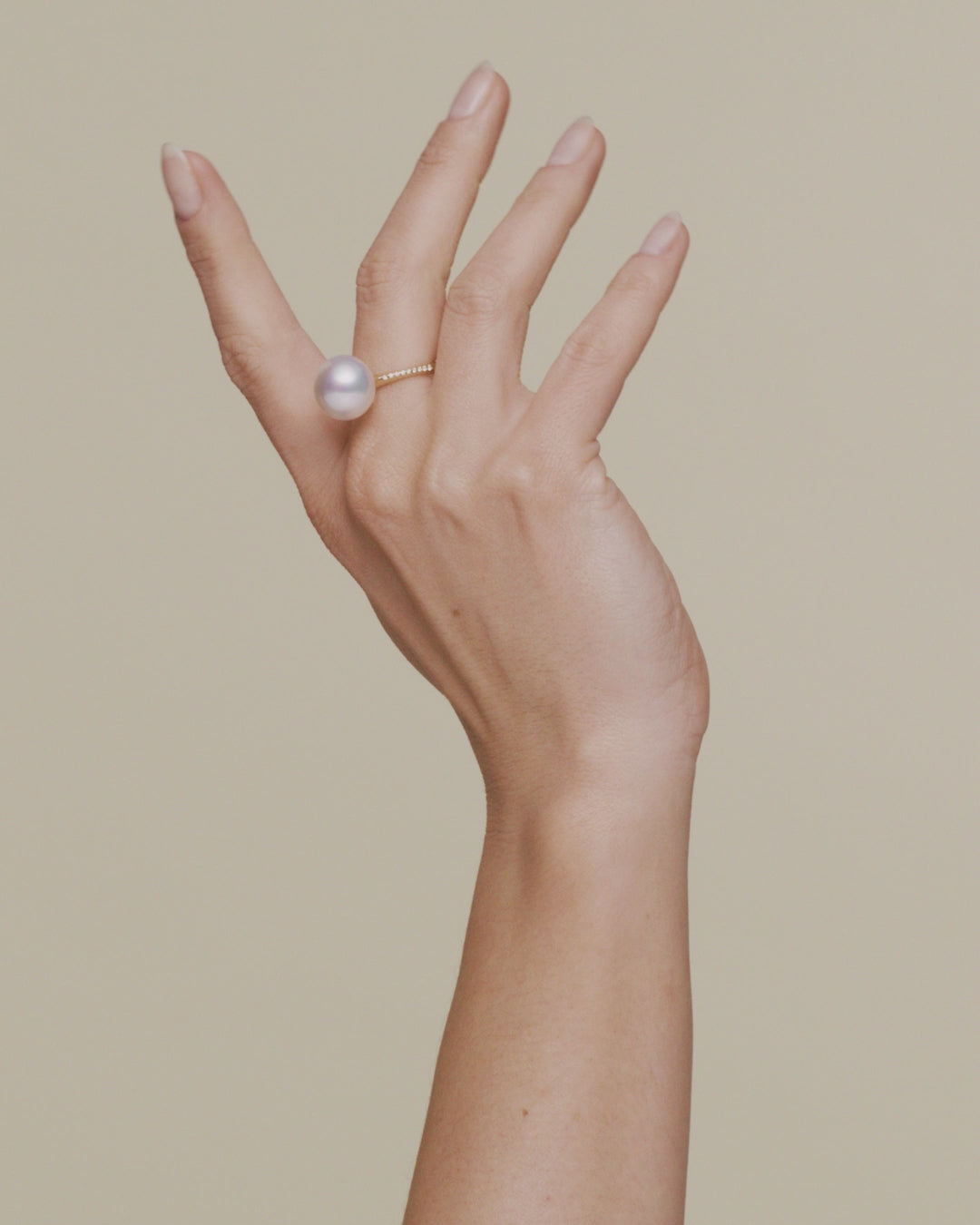 Paspaley Classic 14mm Button Pearl and Diamond Ring Yellow Gold DC21R11YPB14