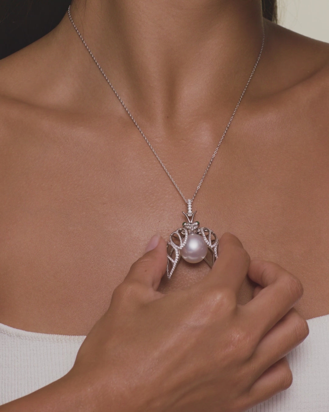 Paspaley Diamond Cicada Pearl Pendant On Body Y18P32WPO16