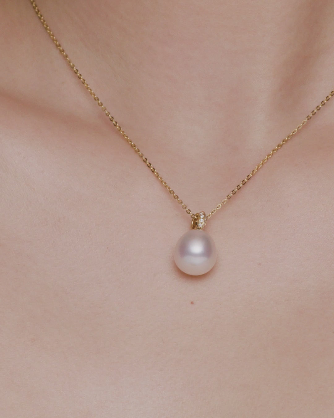 Paspaley Diamond Keel Edge Pearl Pendant On Body C19P43YPO12