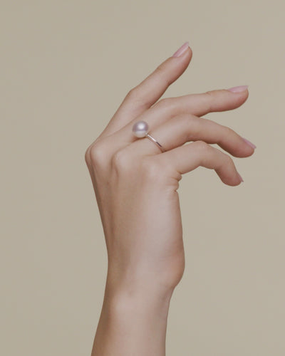 Paspaley Classic 11mm Button Pearl and Diamond Ring White Gold On Body DC21R01WPB11