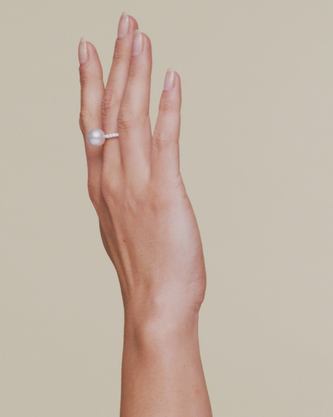 Paspaley Eternity 10mm Keshi Pearl and Diamond Ring White Gold On Body C11R10WKQ10