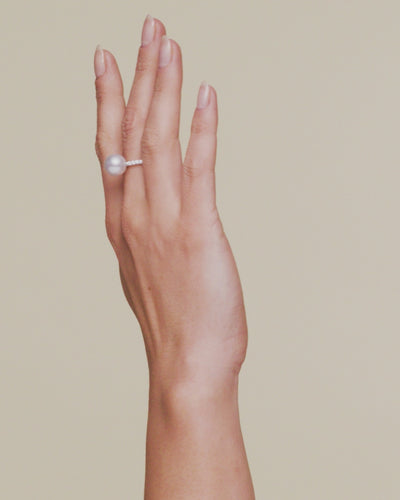 Paspaley Eternity 10mm Keshi Pearl and Diamond Ring White Gold On Body C11R10WKQ10