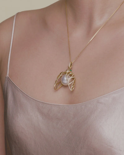 Paspaley Diamond Cicada Pearl Pendant On Body Y18P32YPO16